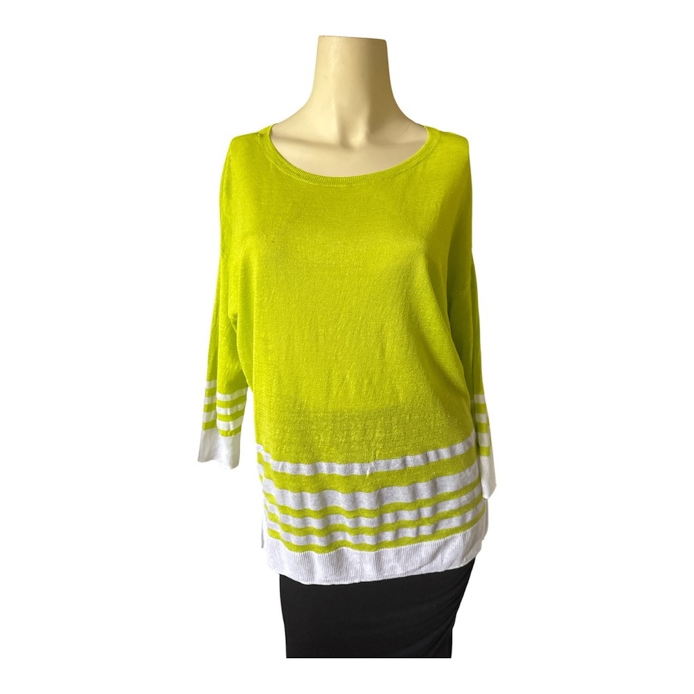 Ann Taylor Lime Green Striped Lightweight Women’s Sweater size M
